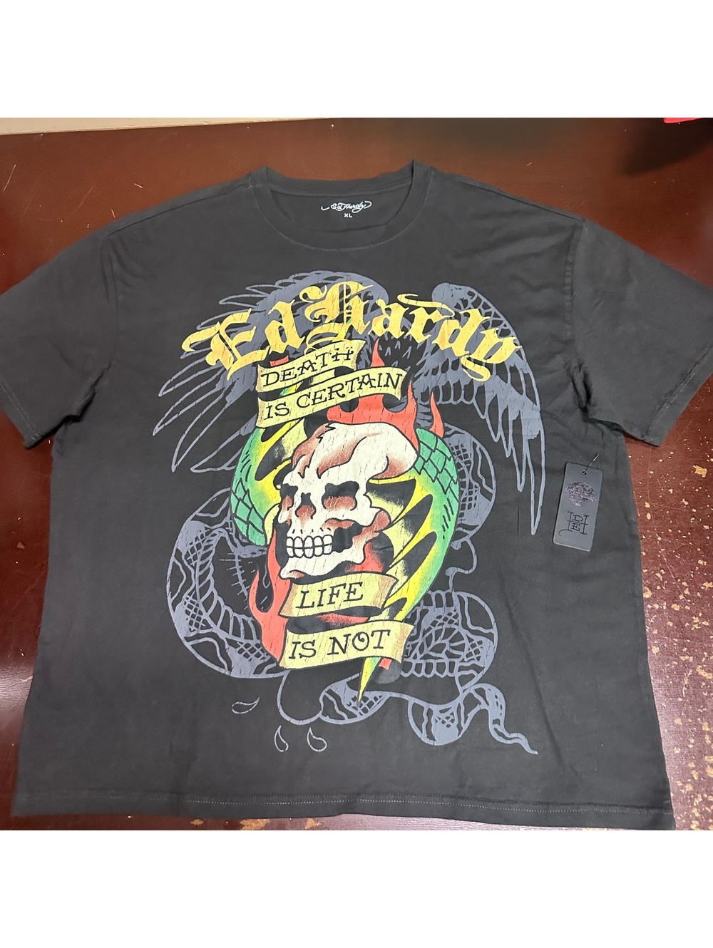 Ed Hardy Black men’s skull eagle graphic T-shirt XL